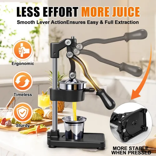 Miniatura 4 de Exprimidor manual de cítricos de hierro fundido, prensa manual comercial, exprimidor de encimera resistente para jugo de limón naranja fresco, fácil