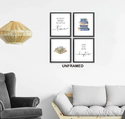 Miniatura 2 de AEHIE So Many Books So Little Time - Póster de pared con texto en inglés "Just One More Chapter Poster Prints for Reading Corner Decoration", cita