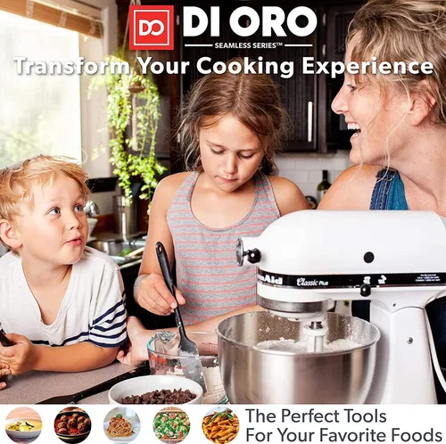 Miniatura 7 de DI ORO Juego de espátulas de silicona – Espátulas de cocina de goma para hornear, cocinar y mezclar – Resistente al calor a 600 °F y libre de BPA