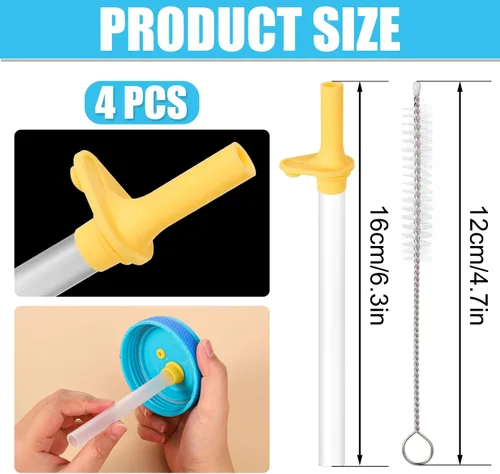 Miniatura 2 de 4 popotes de repuesto con válvula de mordida para Zak Designs Kelso de 15 onzas, con 1 cepillo de limpieza, reutilizables, para niños, accesorio
