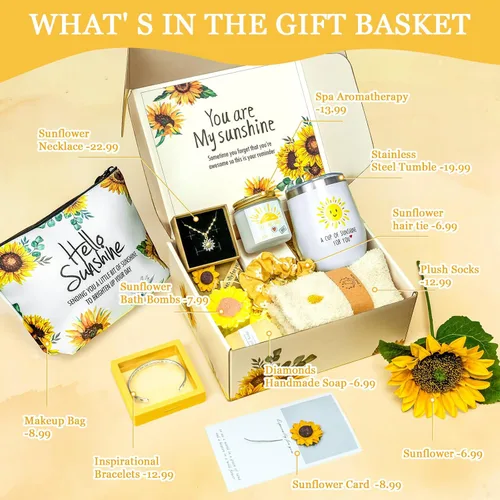 Miniatura 2 de Regalos de girasol para mujer, regalo de cumpleaños para mujeres, regalo de envío de sol, regalos de agradecimiento, paquete de cuidado, pensando