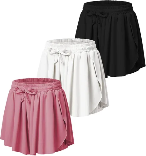 Miniatura 6 de Pantalones cortos fluidos con diseño de mariposa para niñas, pantalones cortos deportivos para niños pequeños y jóvenes con forro 2 en 1