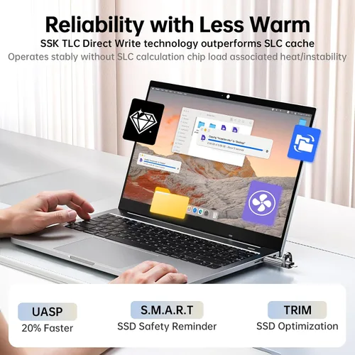Miniatura 5 de SSK Unidad Flash USB 256GB SSD Externa, TLC NAND Unidad de Estado Sólido de Doble Puerto USBC y USBA, Hasta 1000MB/s Unidad USB de Pulgar Portátil
