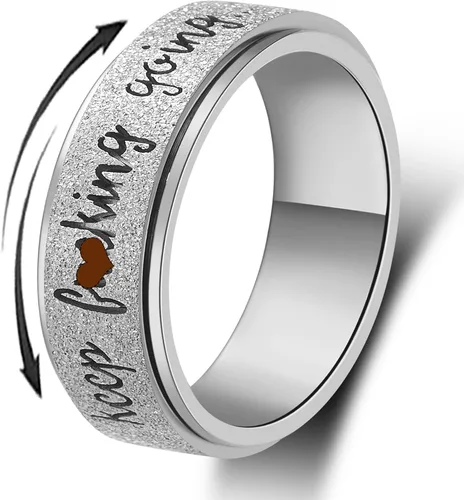 MHWTTY Anillo giratorio para hombre, de acero inoxidable, juguetes para ansiedad, anillo de ansiedad para mujeres, 0.315 pulgadas de ancho, color