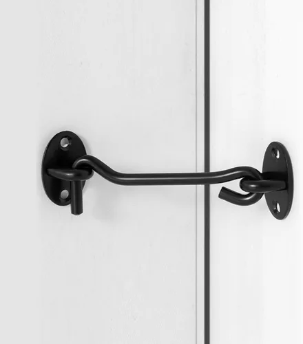 Miniatura 7 de Pestillo de gancho y ojo para puerta, paquete de 2 cerraduras de puerta de granero negro de 3 pulgadas, cerraduras de puerta de acero inoxidable