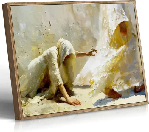 Miniatura 8 de Cuadro enmarcado de cruz de Jesús en lona para pared, arte impreso en blanco y negro, pintura cristiana, póster inspiradora, Jesús católico