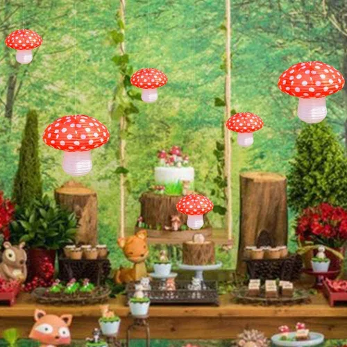 Miniatura 3 de 6 faroles de hongos grandes de 14 pulgadas para decoración de cumpleaños, fiesta de primavera, baby shower, boda, fiesta, suministros de fiesta