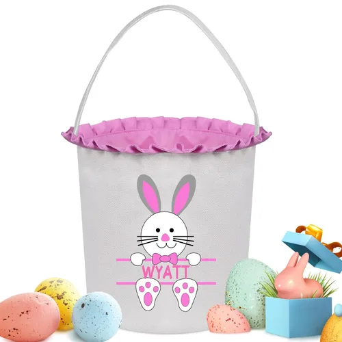 Miniatura 28 de Cestas de Pascua personalizadas para niños y niñas, cestas de conejo de Pascua personalizadas para niños, cesta de caza de huevos de Pascua, regalos