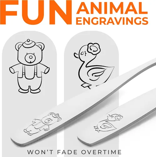 Miniatura 5 de Zulay Kitchen 4 utensilios para niños pequeños, juego de cubiertos de acero inoxidable para niños, tenedores y cucharas seguros para niños y niños