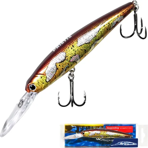 Miniatura 10 de Pristis Minnow - Señuelo de pesca, Crankbait de fundición larga con ganchos agudos afilados, juego de tapones de cebo duro de agua dulce de agua