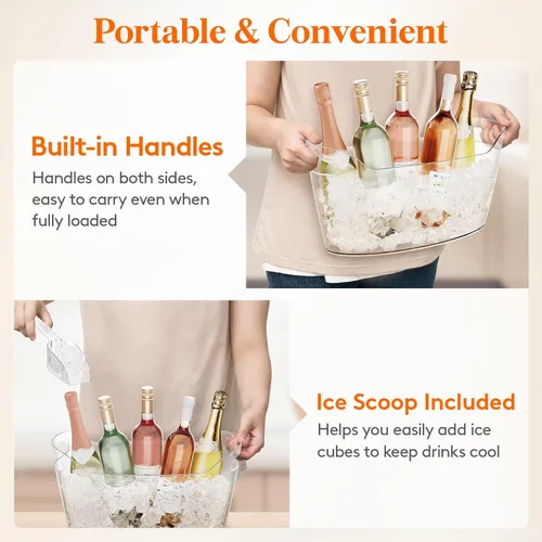 Miniatura 6 de Lifewit Cubo de Hielo de 6.5L para Fiestas 2 Piezas (en 1 Paquete), Cubo Portátil para Bebidas para Bar de Cócteles, Enfriador de Champán