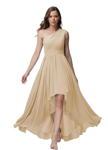 Miao Duo YZTS015 - Vestidos de dama de honor de un hombro para mujer vestido formal de noche con bolsillos