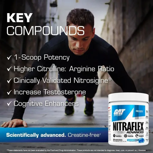 Miniatura 3 de GAT SPORT Nitraflex Advanced - Polvo de preentrenamiento avanzado, aumenta el flujo sanguíneo, aumenta la fuerza y la energía, mejora el rendimiento