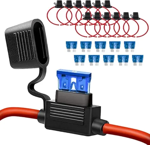Paquete de 10 portafusibles en línea de 14 AWG - Portafusibles en línea de 12V-DC ATC/ATO de calibre 14 para fusible de cuchilla de 15A