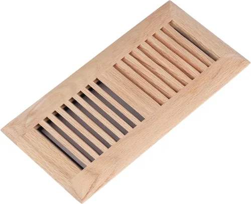 Rejilla de piso de roble blanco de madera dura, cubierta de ventilación empotrable, 4x10 pulgadas con regulador de aire, sin acabar Blanco (White