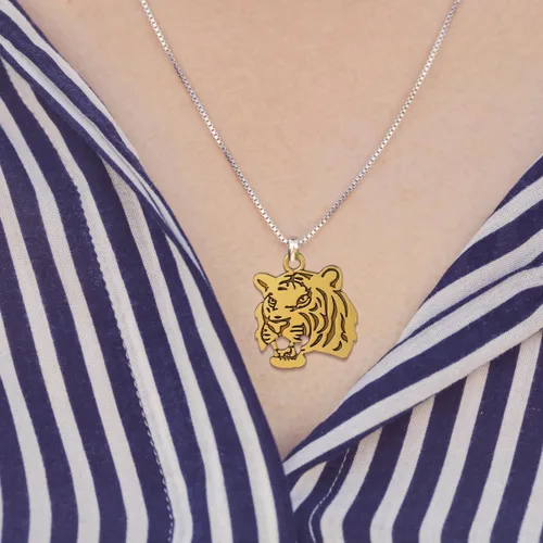 Miniatura 6 de 30 dijes de tigre para hacer joyas, dije de cabeza de tigre dorado antiguo para collar, pulsera, dijes de animales de metal para llavero, bolsa