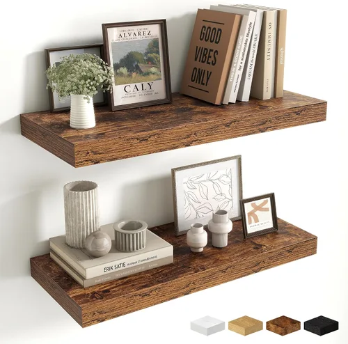 Miniatura 33 de Estantes flotantes de 48 pulgadas para pared, estante de chimenea de 10 pulgadas de profundidad, estantes flotantes de madera para pared, estantes