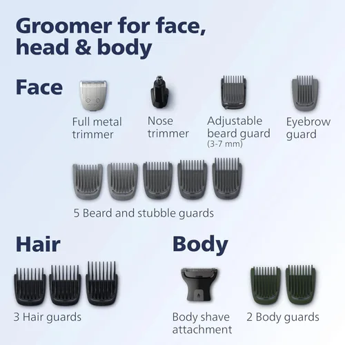 Miniatura 5 de Philips Norelco Multigroom 9000 Series MG9740 - Recortador de precisión 18 en 1 para cara, cabeza y cuerpo con cuchillas de titanio, 6 horas
