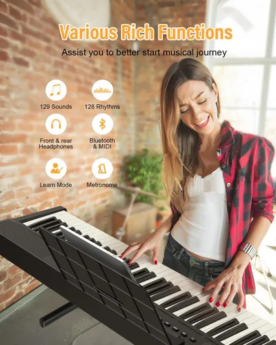 Miniatura 7 de Teclado de Piano Plegable Mejorado, Teclado Semi Pesado de 88 Teclas de Tamaño Completo con Soporte para MIDI y Bluetooth, Teclado de Piano Plegable