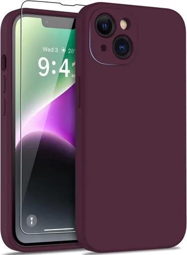 Miniatura 50 de DEENAKIN Funda compatible con iPhone 14 Plus con protector de pantalla, funda mejorada para cámara, goma de gel de silicona suave probada contra