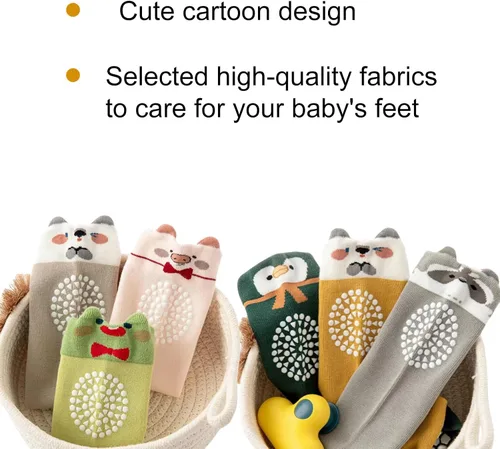 Miniatura 2 de Calcetines de rodilla antideslizantes para bebés y niños pequeños con agarre, calcetines antideslizantes para recién nacidos, para niños y niñas