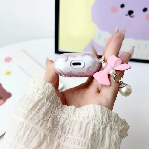 Miniatura 7 de Linda funda para Airpod de 2ª generación para diseño de lazo femenino, diseño de moda, diseño estético a prueba de golpes, funda para auriculares