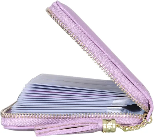 Miniatura 3 de Easyoulife - Monedero de cuero con cremallera, billetera portatarjetas para mujer, bloqueo RFID