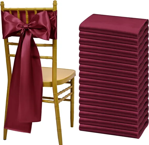 Miniatura 34 de Showgeous 60 cintas decorativas de satén negro para silla, lazos para decoración de banquetes, fiestas, baby shower, eventos (7 x 108 pulgadas)