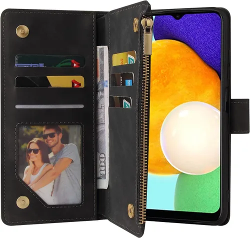 Miniatura 6 de Asuwish Funda compatible con Samsung Galaxy A03s, protector de pantalla de vidrio templado y funda de cuero con tapa para tarjetero, accesorios