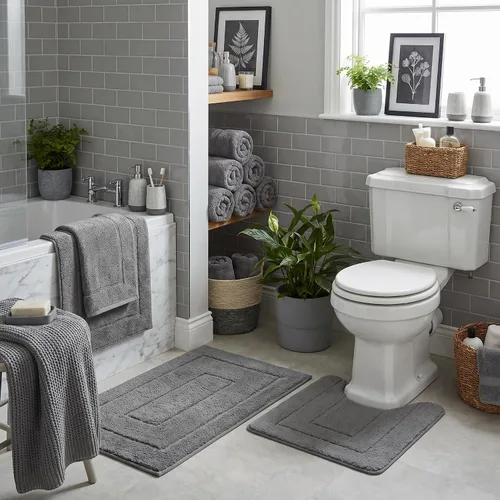 Miniatura 40 de GRANNY SAYS Juego de 2 alfombras de baño suaves para baño, alfombras de baño antideslizantes y lavables, alfombras de baño absorbentes para bañera