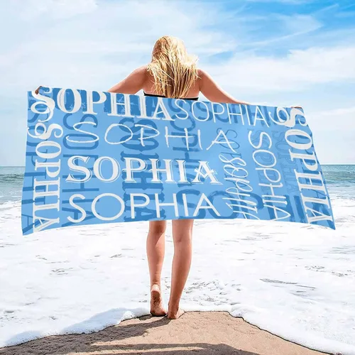 Miniatura 9 de InterestPrint Toalla de playa personalizada para mujeres y hombres, texto blanco y negro, toallas de playa personalizadas con nombres, manta