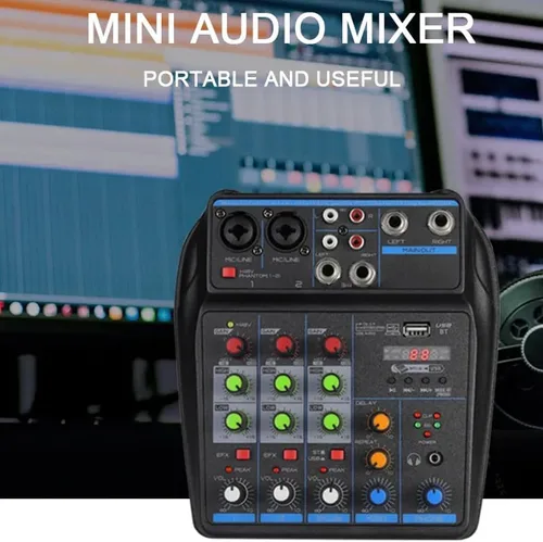 Miniatura 2 de Mezclador de audio para DJ, mezcladores de DJ, tablero de sonido de 4 canales con Bluetooth, tablero mezclador de sonido XLR/interfaz de 1/4
