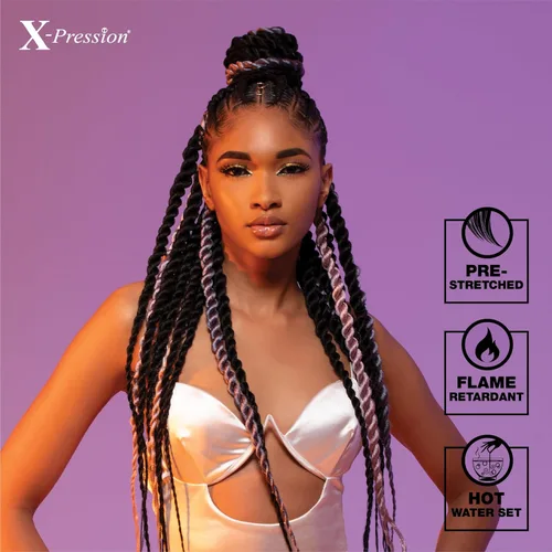 Miniatura 8 de Sensationnel X-pression - Cabello trenzado preestirado – 10 trenzas de 48 pulgadas, todo kanekalon, trenzas sintéticas ignífugas para trenzas en 2