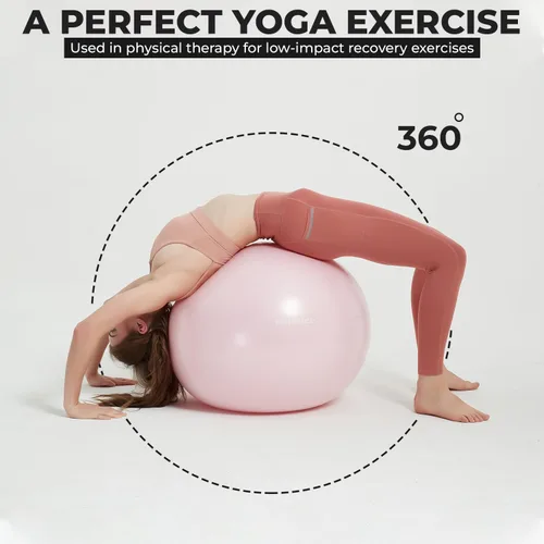 Miniatura 9 de Silla de pelota de yoga con pelota de ejercicio de 65 cm y 2 bandas de resistencia, base de estabilidad para oficina en casa, yoga, pilates