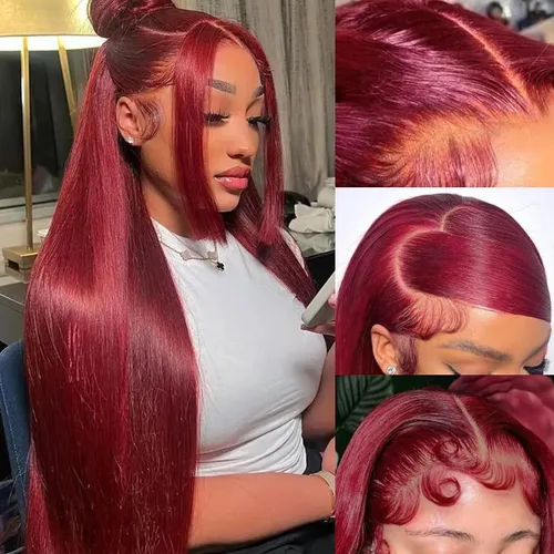 Miniatura 15 de tobasew Pelucas de cabello humano lacio con encaje frontal transparente HD de 13 x 6 pulgadas, densidad 200, pelucas de cabello humano para mujeres