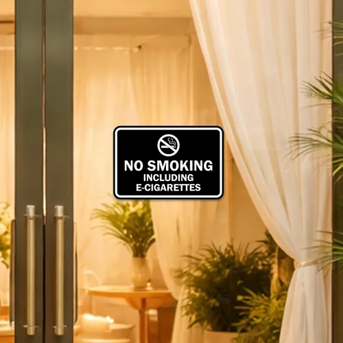 Miniatura 2 de Signs ByLITA Clásico enmarcado no fumar incluyendo cigarrillos electrónicos (oro negro) - mediano Negro Oro