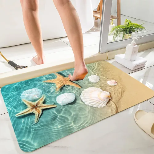 Miniatura 8 de LYFANS Alfombras de baño de espuma de esponja absorbente suave para baño y cocina (47 x 18 pulgadas), tapete de franela antideslizante brillante