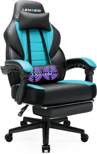 LEMBERI Sillas de juegos para adultos, sillas ergonómicas de videojuegos con reposapiés, silla de juegos grande y alta, capacidad de peso de 400