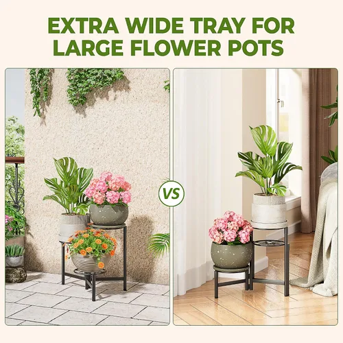 Miniatura 4 de Soporte escalonado para plantas al aire libre de 3 niveles para interiores, estante de flores de metal para múltiples plantas, soportes altos