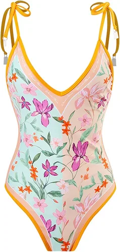Miniatura 3 de Traje de baño de una pieza para mujer con traje de baño estampado, falda larga, traje de baño ajustado de verano