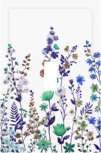 Miniatura 59 de Cubierta de Interruptor de Luz de 1 Gang con Flores Silvestres Bohemias, Hierbas, Floral, Decorativa, Planta Botánica, Naturaleza, Acuarela, Placa