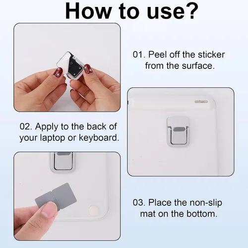 Miniatura 5 de Penitue 4pcs Mini Keyboard Riser, Self-Adhesive Portable Small Laptop Tilt Stand Zinc Alloy Lifter Feet Foldable & Invisible Computer Notebook