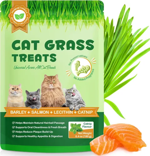 Miniatura 10 de Palitos de hierba para gatos liofilizados para dentición, alto contenido de carne para control de bolas de pelo y masticables de salud dental