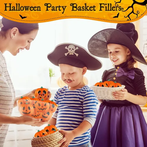 Miniatura 7 de Leyndo 80 bolas de 2 pulgadas de calabaza de Halloween para aliviar el estrés, mini bolas de espuma con bolsas, regalos de fiesta de Halloween