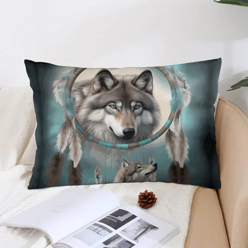 Miniatura 5 de Wolf Dream Catcher - Juego de 1 funda de almohada rectangular decorativa de 12 x 20 pulgadas, fundas de cojín oblongas para decoración al aire libre