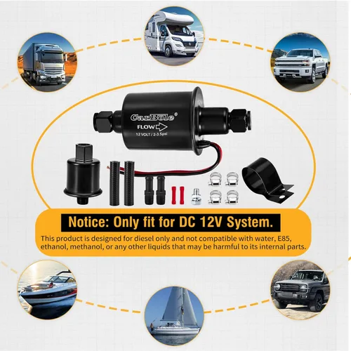 Miniatura 5 de CarBole Bomba de combustible en línea de baja presión de 12V 2-3.5 PSI, bomba eléctrica universal de gasolina y diésel para carburadores, reemplazo