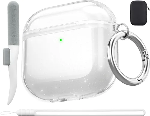 Miniatura 13 de Valkit - Funda transparente protectora para estuche de AirPods, con llavero, poliuretano termoplástico suave, a prueba de golpes, compatible
