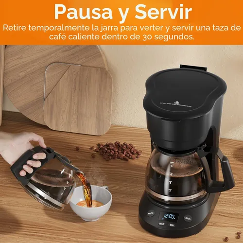 Miniatura 5 de Electactic Cafetera programable de goteo para 5 tazas, una máquina de café compacta con reloj digital y temporizador programable de 24 horas