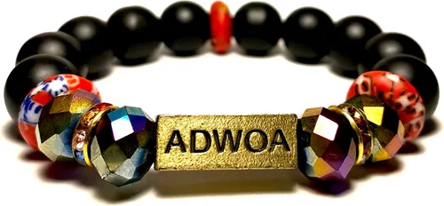 Miniatura 83 de Pulseras africanas tradicionales con nombre nacido en el día para mujeres de Ghana, materiales naturales, ajuste cómodo y holgado