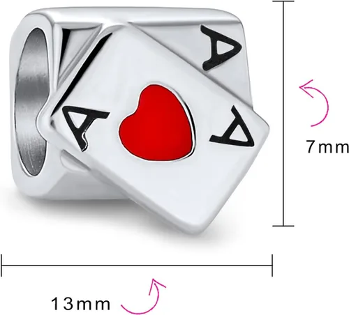 Miniatura 3 de Viaje Vacaciones Buena Suerte Casino Ace Of Hearts Poker Player Turismo Las Vegas Lucky Cards Slot Machine Cuelgue Charm Bead .925 Plata Esterlina